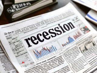 Obraz premium recession newspaper: Recession Newspaper Front Page Featuring Economic Decline and Crisis News