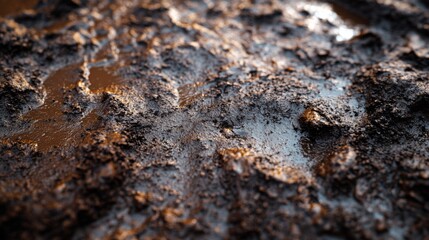 Close Up View Of Mud Texture With Water