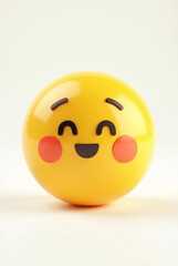 Fototapeta premium Adorable 3D Yellow Blushing Emoji: Minimalist and Versatile Design