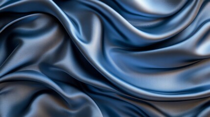 Obraz premium Draped Blue Silk Fabric Shows Soft Waves And Texture