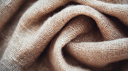 Fototapeta premium Textured Burlap Fabric Close Up Showing Detailed Weave