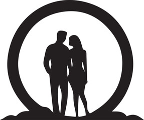 Black and White couple logo type Silhouette Design