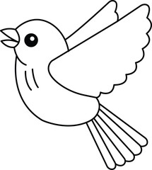 vector illustration of a cartoon bird with black outline
