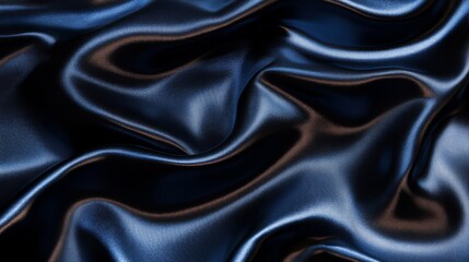 Fototapeta premium Dark Blue Silk Fabric Draped Luxuriously