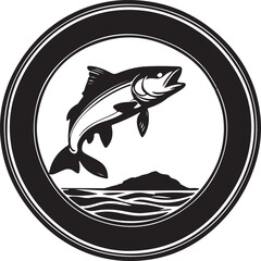 Black and White fishing logo type Silhouette Design