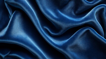 Obraz premium Deep Blue Velvet Draped Fabric Texture Background