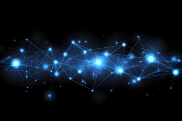 Futuristic Blue Digital Waves with Glowing Dots on Black Background