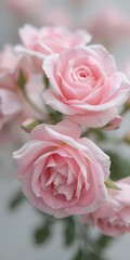 Soft focus, pastel pink roses, blurred background, delicate blooms, flower,design