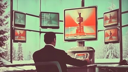 remote work serenity: futuristic glass cabin amidst snow - perfect poster for inspiring sports interiors & focused environments