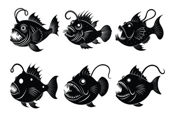 Anglerfish silhouette vector illustration