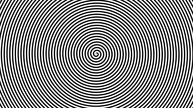 Black and white spiral turning in a loop. Concept: Backgrounds, art, textures, pattern.