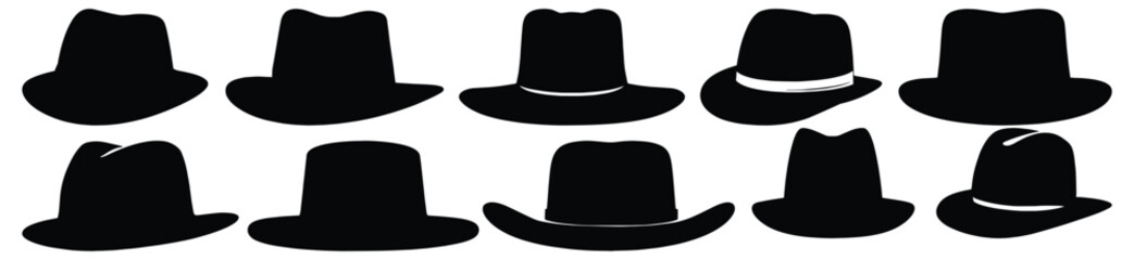 Hat silhouette set vector design big pack of headwear illustration and icon