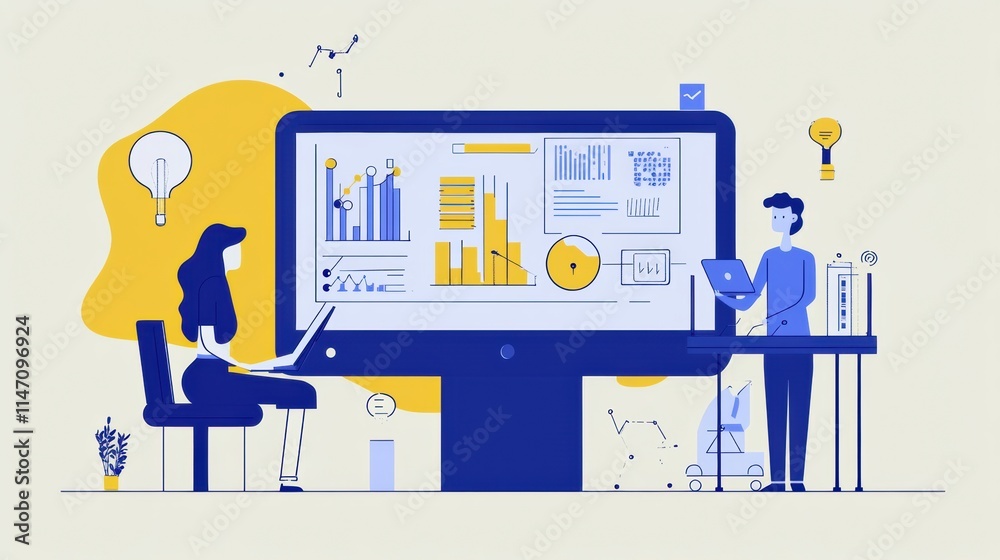 Poster Collaboration between human and AI in task management and analysis at a modern workspace. Generative AI
