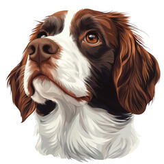 Naklejka premium Brown icon of English Springer Spaniel dog isolated on a transparent background Minimalist flat icon, vector logo style sign clipart on a no background png