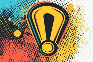 Colorful cartoon-style exclamation mark icon with dot details