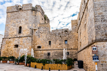 The Aragonese Castle built in 12th century, house of an archaeological museum, in historical center of Castro, province of Lecce, Salento area, Puglia region, Italy