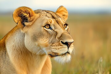 Majestic lioness gazes thoughtfully, highlighting strength and b