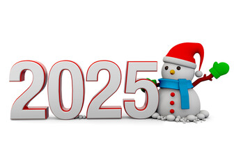 Snowman and 2025 - 3D Render