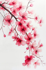 Naklejka premium A painting of pink flowers on a white background