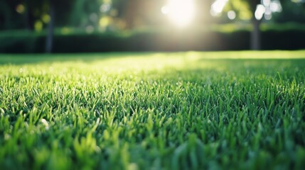 Fototapeta premium Lush Green Grass In Sunlight A Summer Day Scene