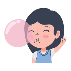 cute girl chewing gum