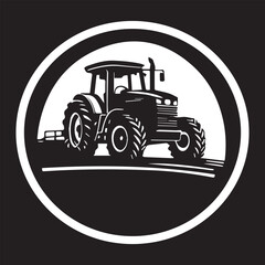 black and white tractor logo type silhouette design