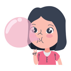 happy girl chewing gum