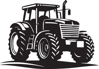 black and white tractor logo type silhouette design