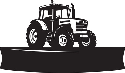 black and white tractor logo type silhouette design