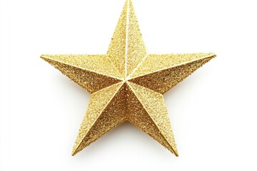 Obraz premium Golden Christmas Star isolated on white background top view.