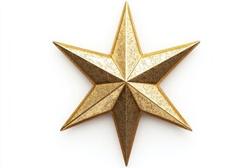Golden Christmas Star isolated on white background  top view.