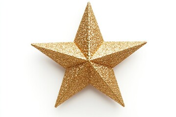 Obraz premium Golden Christmas Star isolated on white background top view.