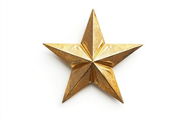 Obraz premium Golden Christmas Star isolated on white background top view.