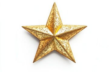 Golden Christmas Star isolated on white background  top view.