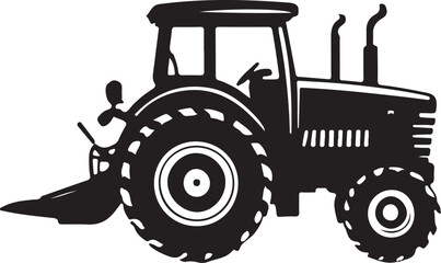 black and white tractor logo type silhouette design