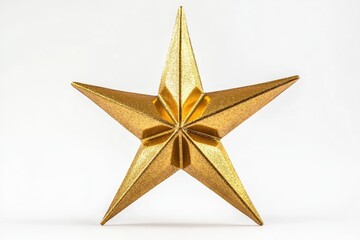 Obraz premium golden metal shiny christmas star ornament isolated on white handmade festive decoration