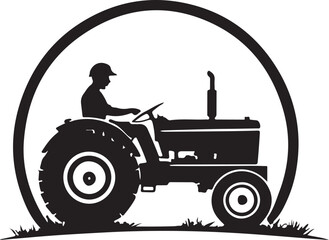 black and white tractor logo type silhouette design