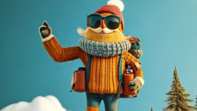 Christmas Cartoon Child Playing with Holiday Toy Doll in Santa Hat Vector Illustration