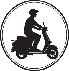 black and white skuter logo type silhouette design © Creative_Hamza