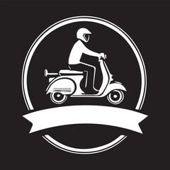 black and white skuter logo type silhouette design © Creative_Hamza