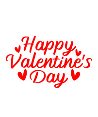 Happy Valentine’s Day typography text on plain white transparent isolated background for card, shirt, hoodie, sweatshirt, apparel, tag, mug, icon, poster or badge