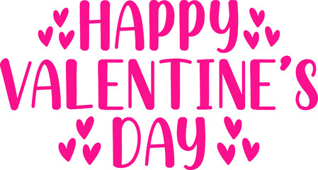 Happy Valentine’s Day typography text on plain white transparent isolated background for card, shirt, hoodie, sweatshirt, apparel, tag, mug, icon, poster or badge