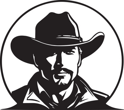 black and white cowboy logo type silhouette design