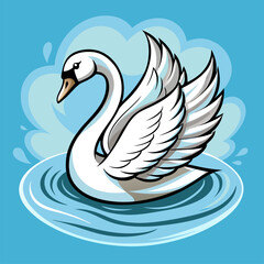 Professional White Swan Vector Illustration - Elegant Bird Design for Logos & Kids.