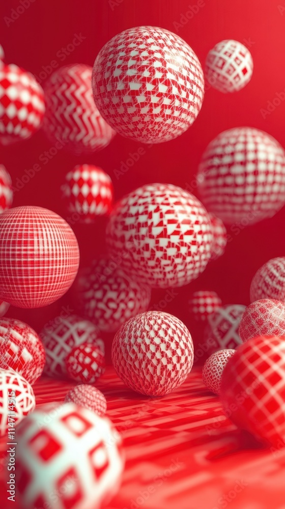 Poster Vibrant Interplay of Abstract Geometric Shapes in Anaglyph Style With Dynamic Red Hues