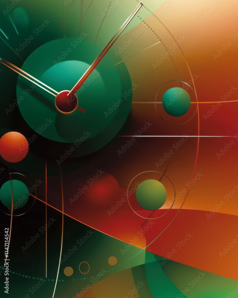Poster Exploring the Artistic Fusion of Time With an Abstract Neumorphic Clock Design in Vibrant Colors