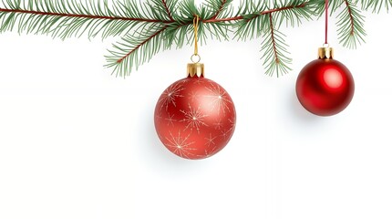 Festive Christmas Ornament Hanging from Fir Branches