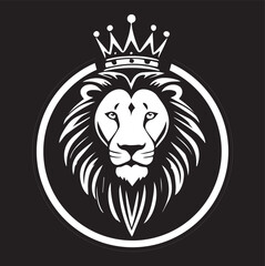 Black and white lion head logo type silhouette design