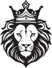 Black and white lion head logo type silhouette design