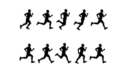 group of black runner silhouettes in motion, depicting fitness, sports, marathon, teamwork, and healthy lifestyle, perfect for fitness designs and sport-related artwork	